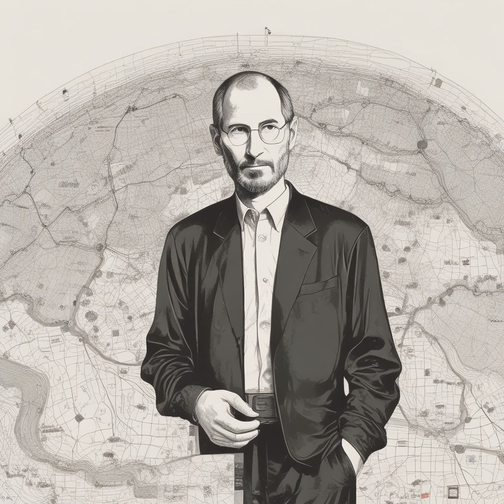 Steve Jobs in the center of the Japan map